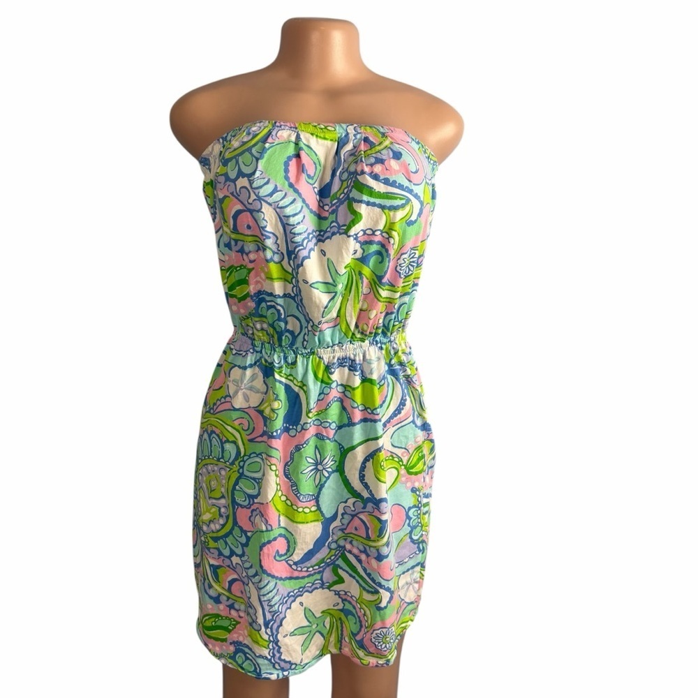 Lilly Pulitzer Windsor Strapless Jersey Dress Multi Conch Republic - Picture 2 of 9